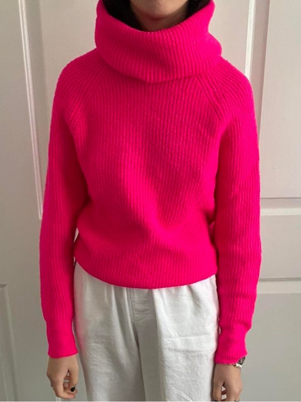 Hot Pink Turtleneck Ribbed Women's Sweater B.P. xS